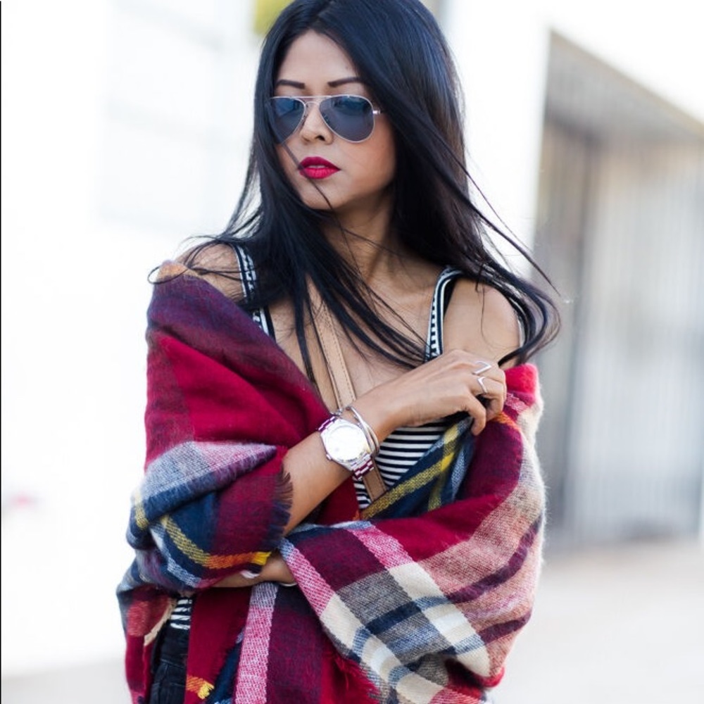 Zara red plaid scarf.